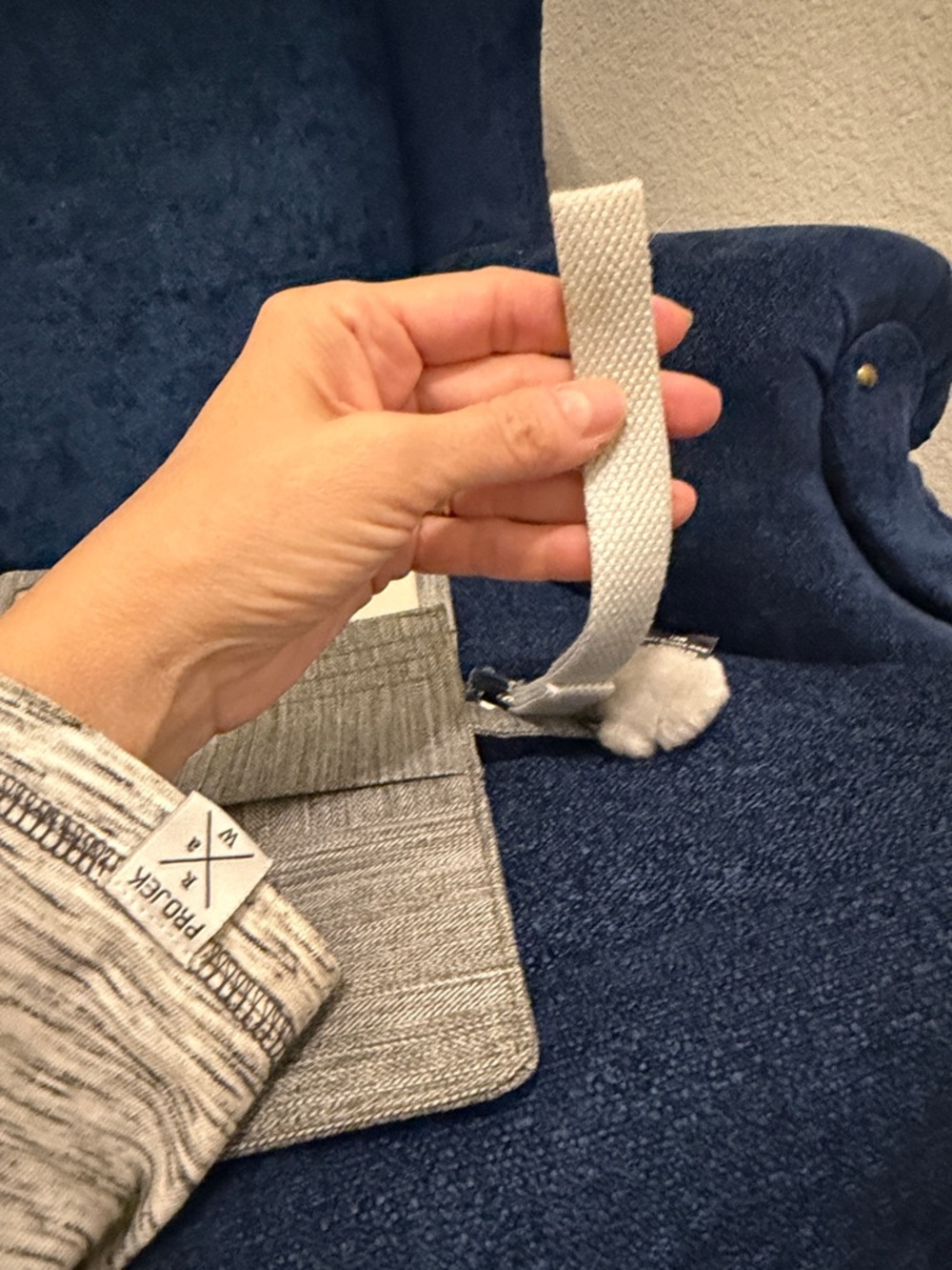 Kipling Light Gray Textured Clutch Wristlet with Pom Keychain - Picture 9 of 14